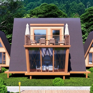 บ้านไม้สำเร็จรูปทรงสามเหลี่ยมสองชั้นแบบ A-Frame สไตล์โมเดิร์น เคลื่อนย้ายได้ เหมาะสำหรับ B&B ในป่าและรีสอร์ทแกลมปิ้ง - Product Image 3
