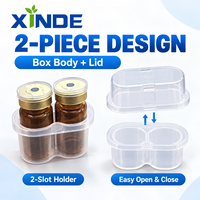 Boîtes à flacons de peptides en plastique PP transparent étanches XINDE 10 ml à 2 compartiments, support pour 2 flacons de 3 ml