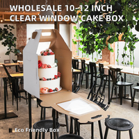 Boîte à gâteau en carton ondulé transparente de 10 à 12 pouces pour vente en gros, avec fenêtre, en matériaux recyclés et gaufrage, emballage de boulangerie