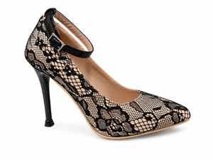 Escarpins à talons aiguilles en dentelle à bout pointu pour <span class=keywords><strong>femme</strong></span>, personnalisés OEM, élégants avec bride de cheville, pour mariage, soirée et <span class=keywords><strong>danse</strong></span> - Product Image 1