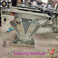 Meubles de Maison Sparkle Bling Diamond Crushed Crystal Mirrored Console Table Hall Table