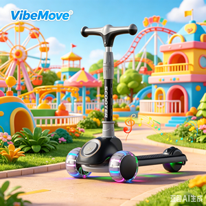 Trottinette pliable à 3 roues pour enfants avec musique et lumières, conception anti-basculement, construction en plastique durable pour les enfants de 3 ans et plus - Product Image 6