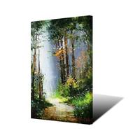 Impression sur toile tendance 2026 : Forêt impressionniste, lumière du soleil traversant les arbres, paysage marin, sentier forestier, feuilles dorées, impression HD, décoration intérieure