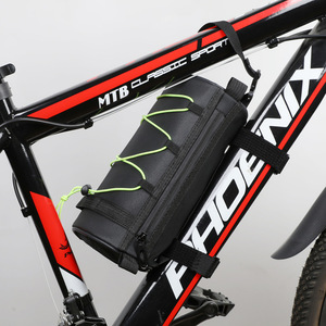 Mountain Bike Front <b>Tube</b> Bag Waterproof Cylindrical Handlebar Bag With Detachable Strap Black Orange Green - Product Image 2