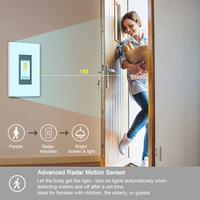 Interrupteur intelligent de contrôle de la lumière de taille standard américaine, 1/2 gang avec capteur radar, interrupteur mural WiFi Tuya