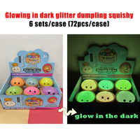 Pâte à presser anti-stress phosphorescente avec paillettes, jouets sensoriels squishy en forme de dumpling, balles anti-stress, boîte mystère, dumpling squishy