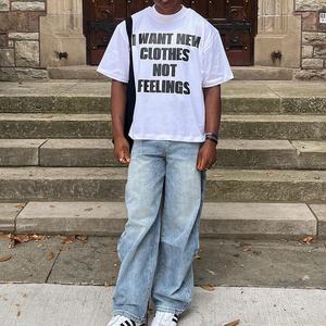DTG nuevo algodón pesado cuello redondo Unisex verano Vintage alta calidad letra impresa manga corta Camiseta - Product Image 2