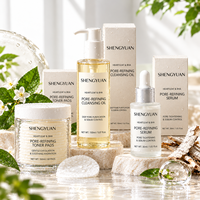 SHENGYUAN Kit Régulateur de Pores BHA à la Feuille de Cœur Fermentée : Huile Nettoyante, Tonique, Pads et Sérum pour une Peau Éclatante
