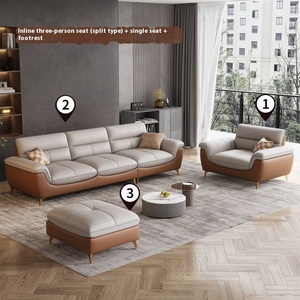 <span class=keywords><strong>Sofa</strong></span> da sang trọng Bắc Âu căn hộ lớn nhỏ phù hợp lớp đầu tiên Ba chỗ ngồi bốn chỗ ngồi thẳng với miếng bọt biển - Product Image 5