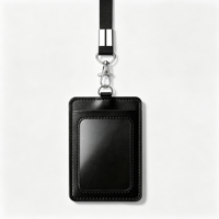 Porte-badge multi-emplacements en cuir PU avec blocage RFID, cordon rétractable en PVC de courte longueur, étui de protection avec logo personnalisé