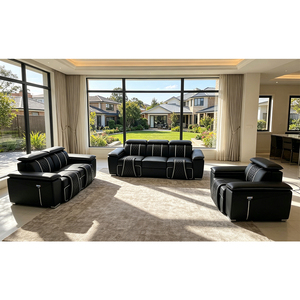 Cómodo Conjunto de Sofás Reclinables Motorizados de Cuero 1+2+<span class=keywords><strong>3</strong></span>, Elegante Diseño Cosido, Asientos Reclinables Eléctricos para Sala de Estar - Product Image 3