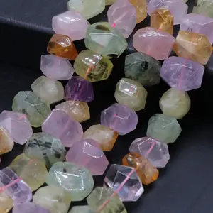 Großhandel Bulk Loose Crystals Heils teine Perlen Natürliche Facettierte Natürliche Super Seven Kristall Quarz Perlen