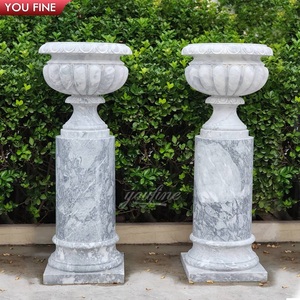 Planteur en pierre naturelle, Vases décoratifs pour l'extérieur, grand Pot de fleurs en marbre - Product Image 5