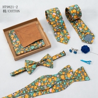 Ensemble de cravate pour hommes personnalisé vert herbe avec cravate florale nœud papillon poche carré épingle à cravate boutons de manchette ensembles de revers fabricant de cravates de mariage
