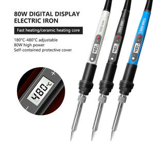 Poignée en caoutchouc résistant <span class=keywords><strong>à</strong></span> la chaleur 80w LCD <span class=keywords><strong>fer</strong></span> <span class=keywords><strong>à</strong></span> <span class=keywords><strong>souder</strong></span> <span class=keywords><strong>professionnel</strong></span> 110V/220V <span class=keywords><strong>fer</strong></span> <span class=keywords><strong>à</strong></span> <span class=keywords><strong>souder</strong></span> <span class=keywords><strong>à</strong></span> température réglable - Product Image 2