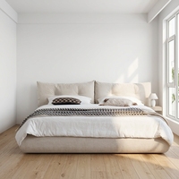 Lit Moderne Minimaliste Écologique en Bois Massif et Tissu, avec Fonction de Rangement, Taille Personnalisable, Garantie 3 Ans, Idéal pour Petits Appartements