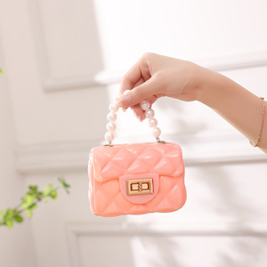 Fashionable Jelly Bag Women's Pearl <b>Small</b> Satchel Portable PVC Lined Mini Sling Crossbody Bag Phone Coin <b>Purse</b> Handbag - Product Image 3