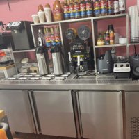 Table de travail pour thé au lait au lait Boba, comptoir de bar en acier inoxydable