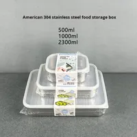 Yolecen étudiant boîte à lunch avec acier inoxydable 304 bac à légumes stockage réfrigérateur boîte de rangement de fruits couvercle en plastique couvercle