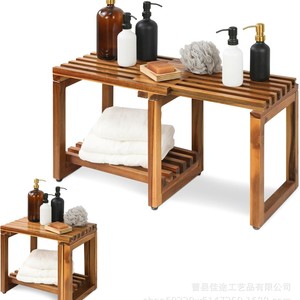 Jiatu Solid Wood Shower <b>Stool</b> Extendable Bathtub Seat Adjustable <b>Bathroom</b> <b>Stool</b> With Towel Rack For Bath And Shower Use - Product Image 3