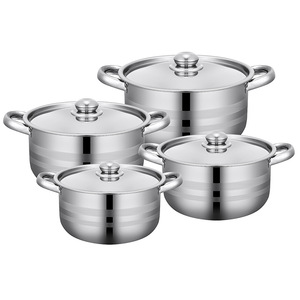 大型ステンレス製スープポット キッチン調理器具セット スープ＆ストックポット IH対応ガラス蓋付き調理器具 - Product Image 1