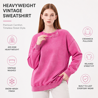 Sweat-shirt col rond 420 GSM délavé effet neige, coupe ample, lourd, style vintage américain, pull pour homme, marque privée