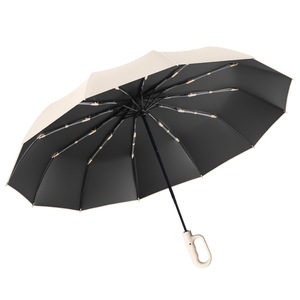 27 Inch Ring Buckle Three-Fold Double Folding <b>Automatic</b> Business <b>Umbrella</b> with Increased Wind-Resistant Design - Product Image 1