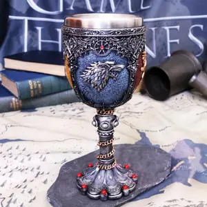 Antica coppa calice spada calice in acciaio inossidabile una canzone di ghiaccio fuoco vetro calice medievale coppa in resina