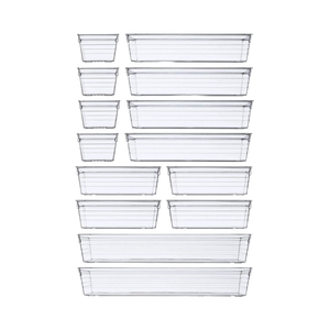 Offre Spéciale : Lot de 14 Boîtes de Rangement Translucides en PC Brillant – Organisateur Moderne Multi-Usages pour Bureau et Maison, Capacité 1-3L - Product Image 1