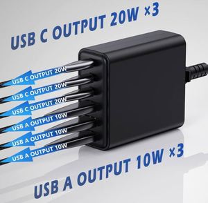 USB C Fast Charger 100W GaN Compact 6 Port GaN <b>Charging</b> Station Portable Wall PD Charger Power <b>Adapter</b> for Samsung Note Galaxy - Product Image 2