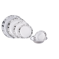 Vaisselle ronde moderne élégante de timbre chaud jetable résistant ensemble d'assiettes en plastique pour la partie