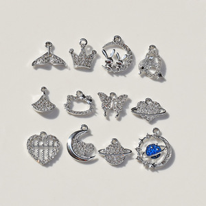 Juego de Dijes de Aleación para Joyería, Mariposa, Planeta, Corazón, Cola de Pez, Corona, Luna, Suministros para Manualidades, Dijes Chapados en Aleación de Zinc para Pulseras - Product Image 2