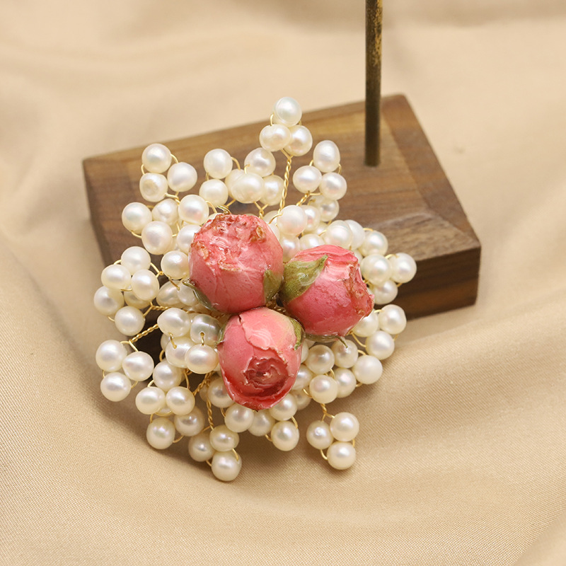 GO0332C-7 Broche rose époxy rose