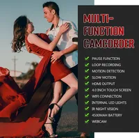 Caméscope numérique 64MP 4K UHD CMOS 3 pouces avec zoom 18X, WiFi, écran tactile rotatif à 270°, pour vlogging, YouTube, streaming en direct