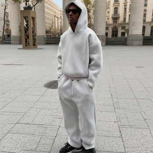 ชุดวอร์มผ้าฝ้ายทรงแบ็กกี้สำหรับผู้ชายชุดวอร์มแบบคอตตอนชุดครอปโอเวอร์ไซส์ - Product Image 3