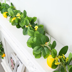 Rancheng pour décoration de Noël intérieure transfrontalière Artificielle Citron Vigne <span class=keywords><strong>Plante</strong></span> Verte Arrangement Rotin Naturel Réel - Product Image 6