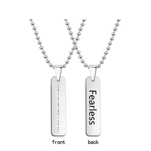 Collana con Codice Morse in Acciaio Inox Placcato Oro 18K, Regalo per Migliori Amici con Incisione 'Love Luck Fearless <span class=keywords><strong>Never</strong></span> <span class=keywords><strong>Give</strong></span> <span class=keywords><strong>Up</strong></span> Blessed' 2022 - Product Image 6