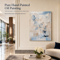 Peinture à l'huile abstraite à lignes croisées sur toile, blanc, bleu, noir, impasto, taille personnalisée, vente en gros directe usine