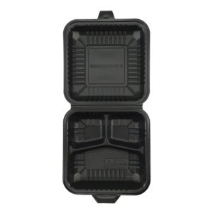 Boîtes à emporter Xiangrong 9 x 9 pouces, 3 <span class=keywords><strong>compartiments</strong></span>, base noire, couvercle transparent, écologiques, en PP de qualité alimentaire, pour la préparation des <span class=keywords><strong>repas</strong></span> - Product Image 1