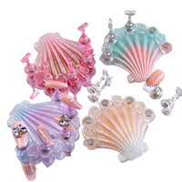 Support magnétique transparent en forme de coquille de sirène Aurora pour la pratique du nail art, support en résine pour faux ongles, salon de manucure DIY