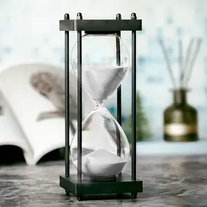 Reloj de arena de madera para decoración del hogar, cronógrafo de hora de cristal negro con temporizador de 30/60 minutos, de fábrica, el más vendido