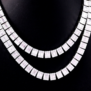 VVS Moissanite Baguette <b>Chain</b> 8mm 10mm S925 Sterling Silver Hip Hop Necklace <b>Iced</b> <b>Out</b> Moissanite Tennis <b>Chain</b> - Product Image 1