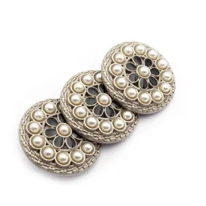 Custom Made Fashion Flower Shaped Flower Fancy Pearl Metal Hand-sewn Button