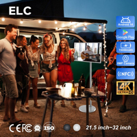 Layar Pintar Portabel 32" Outdoor dengan Baterai 15000mAh, Monitor Mobile 4K UHD Beroda, Android 14, Layar Nirkabel untuk BBQ dan Camping