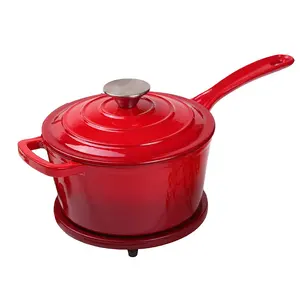 High Quality Household Enamel Cast Iron Long Handle Milk Pot/Sauce Pan Pot