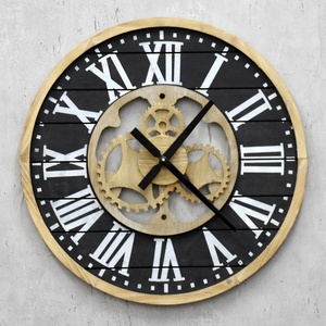 Luckywind 80 centimetri Americano Design Nero Marrone Telaio In Legno Shiplap <span class=keywords><strong>Ingranaggi</strong></span> Grande Casa Colonica MDF <span class=keywords><strong>Orologio</strong></span> Da <span class=keywords><strong>Parete</strong></span> In Legno - Product Image 2