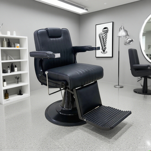 Sillón de Barbero de Cuero Negro de Lujo, Resistente, para Salón de Belleza y Peluquería, Venta al Por Mayor - Product Image 1