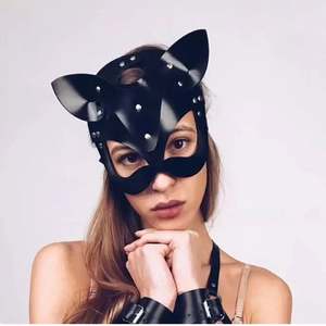 Produits sexuels pour adultes Jouet sexuel SM <span class=keywords><strong>Masque</strong></span> pour les yeux et collier en cuir pour femmes Cosplay <span class=keywords><strong>Catwoman</strong></span> Jeu pour adultes Fête de mascarade - Product Image 1
