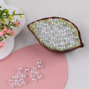 ลูกปัดอะคริลิกรูปทรงกลม 8 มม. สีรุ้งใส รูตรง สำหรับทำสร้อยข้อมือ DIY วัสดุทำเครื่องประดับ ลูกปัดแบบหลวม - Product Image 1