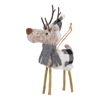 Ornements suspendus en tissu rustique en forme de rennes avec bonnets et écharpes tricotés pour sapin de Noël, couronne, décoration de table, vente en gros pour les fêtes